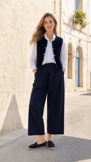 Women's Quilted Vest and Wide-Leg Pants Co-Ord Set
