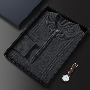 Men's Casual Solid Color Half-Zip Winter Knitwear Jumper