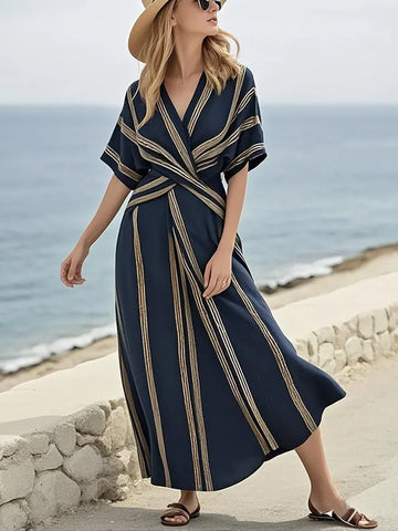 Women'S Loose Striped Print Dress