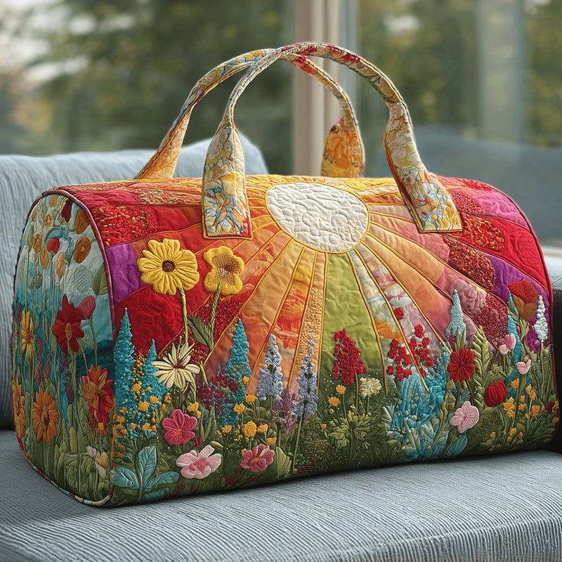 Hippie Camper Van Rider Floral Quilted Travel Bag