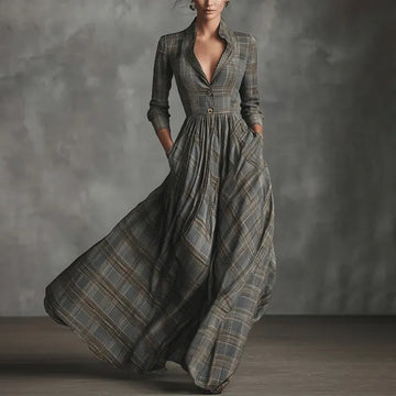 Women's Western Vintage Plaid Dress
