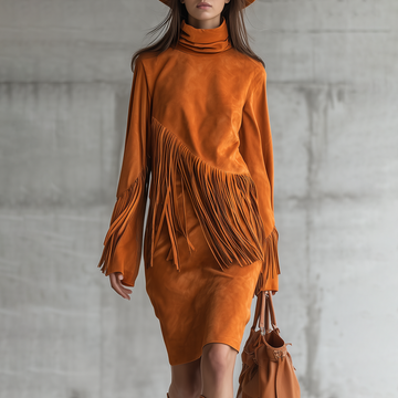 Women's Retro Outdoor Vacation Tassel Dress