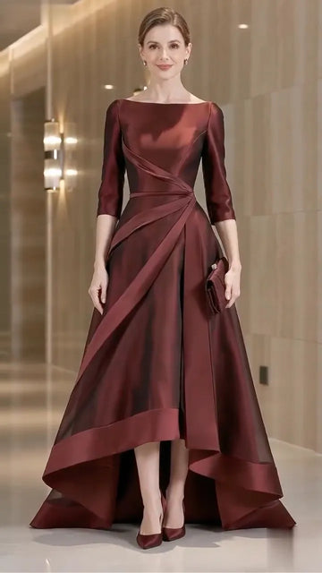 Satin Asymmetrical Evening Gown