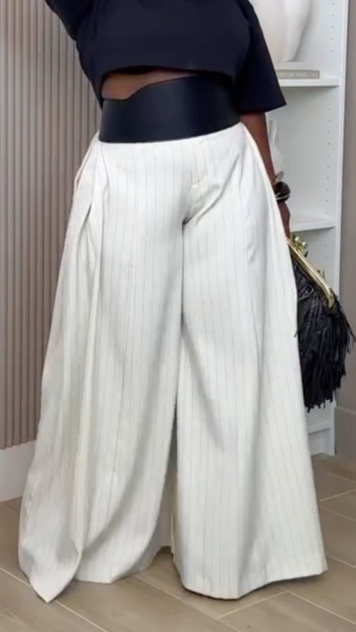 Pinstripe Wide Leg Pants