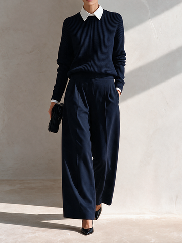 Women's Faux-Layered Knit Top & Trouser Set MDZ0292I2ZRK