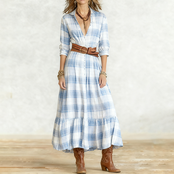Women's Western Vintage Plaid Dress