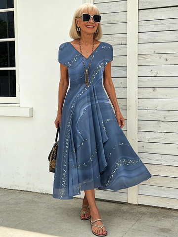 Chiffon Women's Dress Urban Casual Fashion Patchwork Dress
