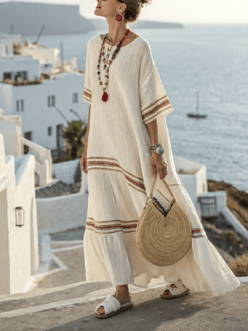 Women'S Loose Contrast Striped Dress