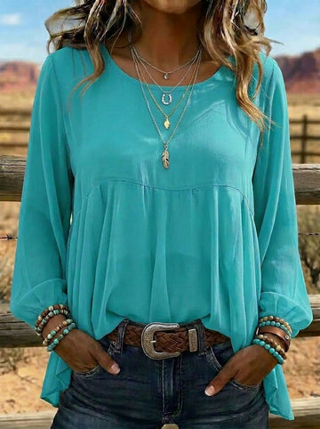 Women's Retro Loose Casual Solid Color Shirt