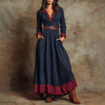 Holiday Retro Plaid Patchwork Dress