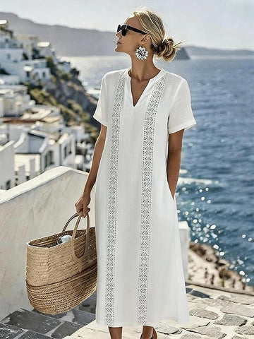Women's Casual V-neck Short-sleeved Vacation Dress