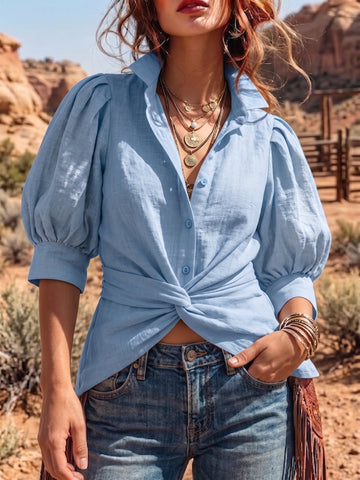 Women's Vintage Puff Sleeve Top