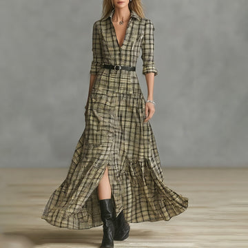 Women's Western Vintage Plaid Dress