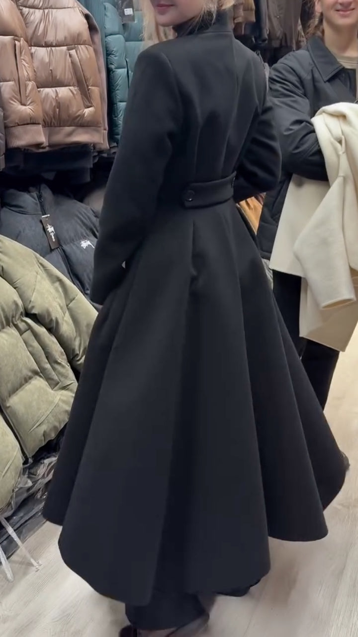 Wool Blend Long Coat Dress