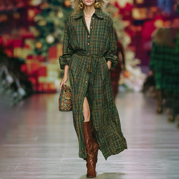 Women's Retro Plaid Loose Dress