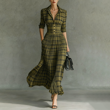Women's Western Vintage Plaid Dress