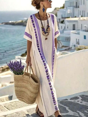 Women'S Loose Striped Print Dress