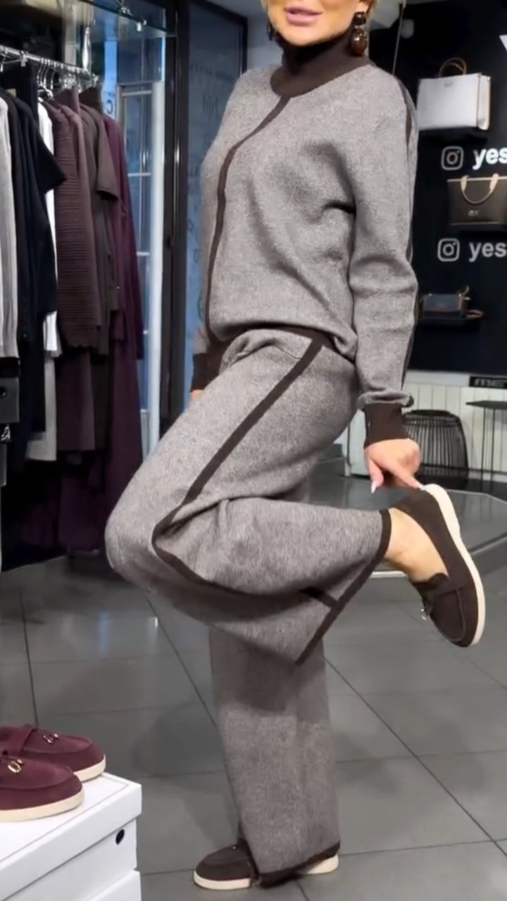 Grey Knit Two Piece Tracksuit Set