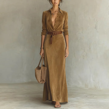 Women's Autumn And Winter New Western Retro Suede Dress