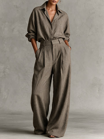 Women's Pinstripe Cotton‑Blend Office Two‑Piece Co‑Ord Set MDZ2582H0LYL