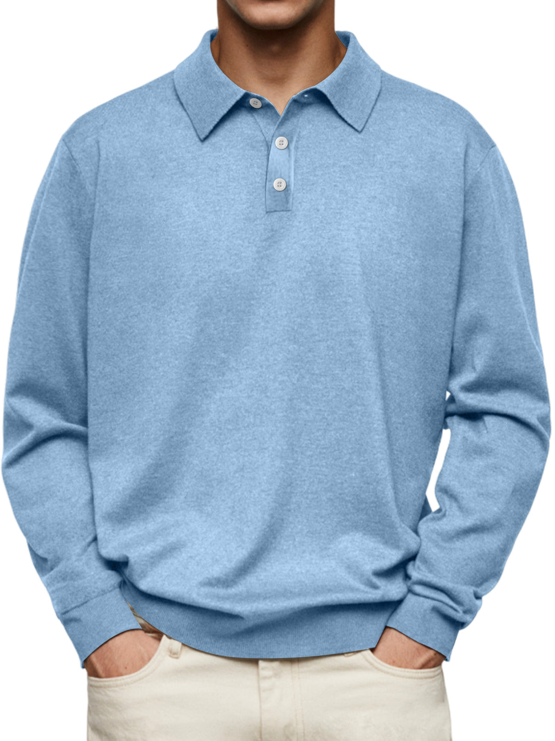 🎄Christmas Sale🔥 Men's Casual and Comfortable Solid Color Lapel Long Sleeve POLO Shirt