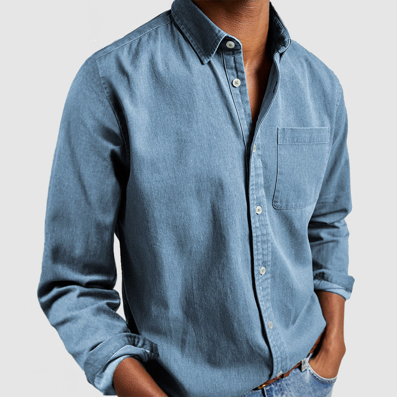 🎄Christmas Sale🔥Men's Fashion Casual Cotton Lapel Long Sleeve Basic Shirt