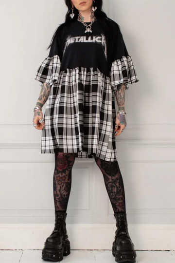 Metallica Puff Sleeve Dress