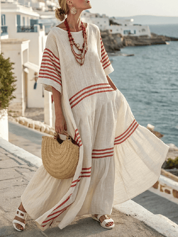 Women'S Loose Contrast Striped Dress