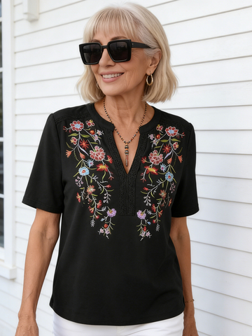 Embroidered Stitched Lace Top