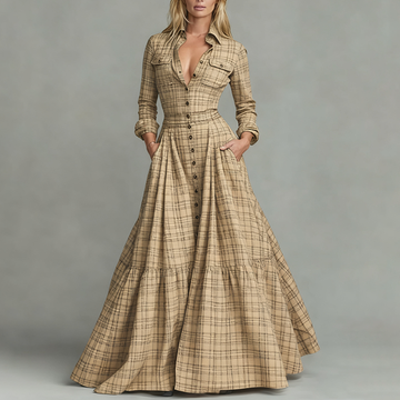 Women's Western Vintage Plaid Dress