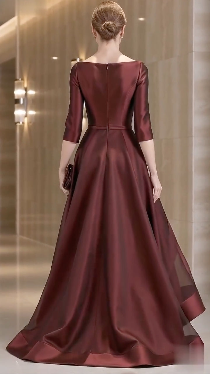 Satin Asymmetrical Evening Gown