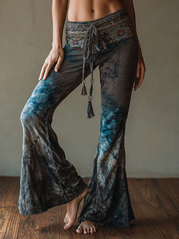 Women's Hippie Tie-dye Pattern Flare Yoga Pants