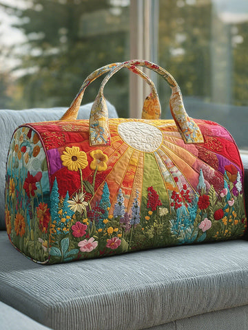 Hippie Camper Van Rider Floral Quilted Travel Bag