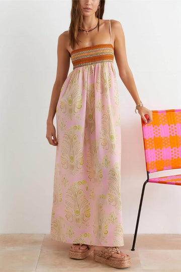 Bosnian Folk Floral Thin Strap Midi Dress