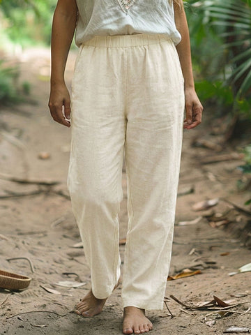 Vintage Classy Simple And Comfortable Linen Blend Casual Pants