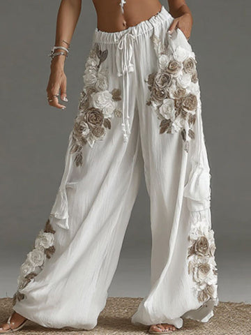 Women's Vintage Floral Pattern Art Casual Pants