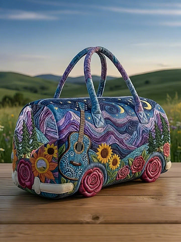 Hippie Campervan Hand-held Quilted Travel Bag