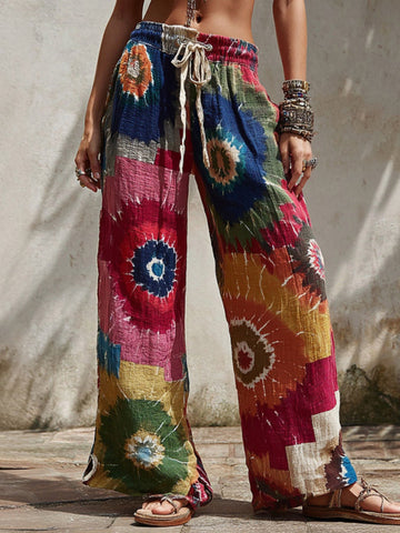 Women's Hippie Style Tie-dye Print Casual Trousers