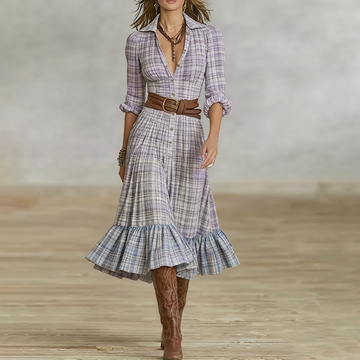 Women's Western Vintage Plaid Dress