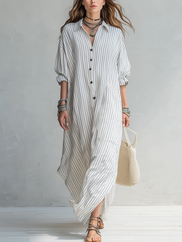 Simple Striped Shirt Dress