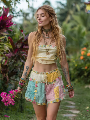 Women's Vintage Bohemian Patchwork Casual Shorts