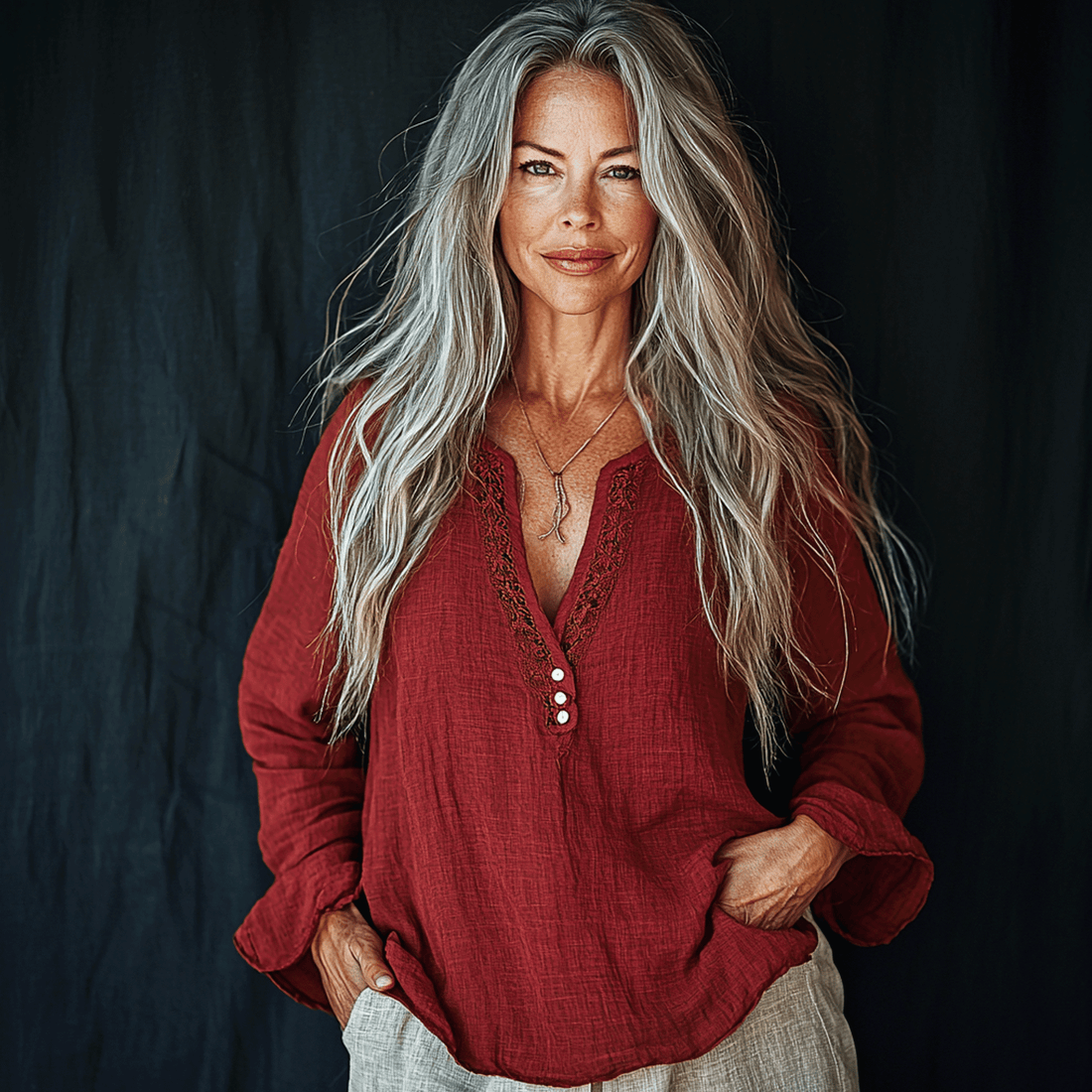 Women's Spring & Summer Bohemian V-neck Loose Linen Shirt