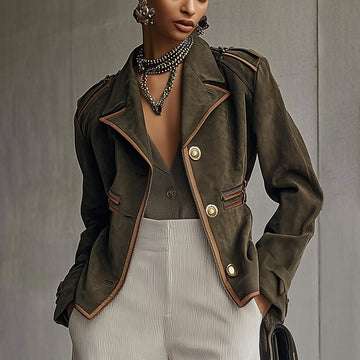 Women's Autumn And Winter Western Retro Suede Fabric Loose Casual Lapel Suit Jacket