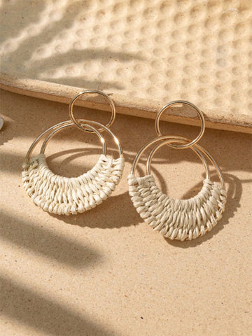 Women's Summer Handmade Woven Round Earrings