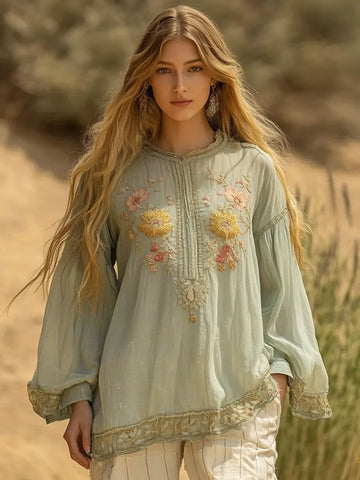 Vintage Tribal Floral Blend Women's Shirt