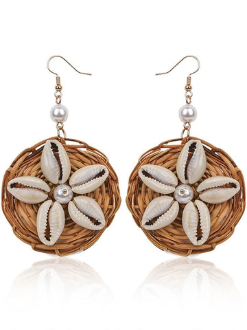 Women's Holiday-inspired Braided Raffia Earrings