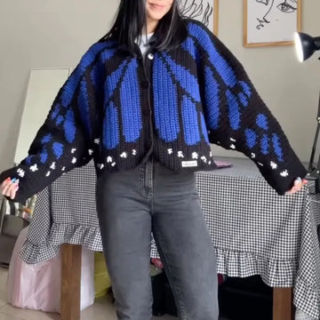 Butterfly Crochet Knit Cardigan
