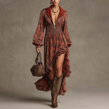 Vintage Floral Long Sleeve Dress