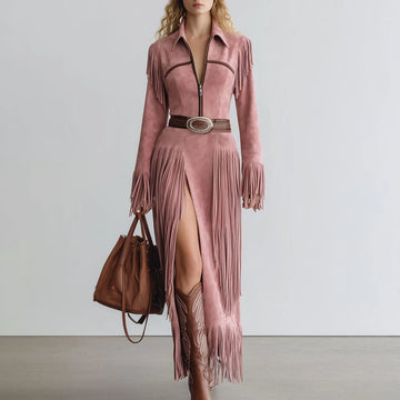 Women's Retro Casual Tassel Dress