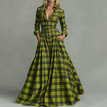 Women's Western Vintage Plaid Dress